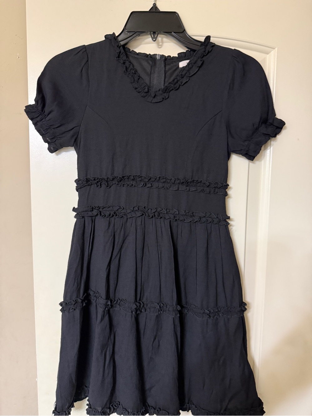 Mi Ami Dressy V-Neck Black Dress with Branded Waist Ribbon